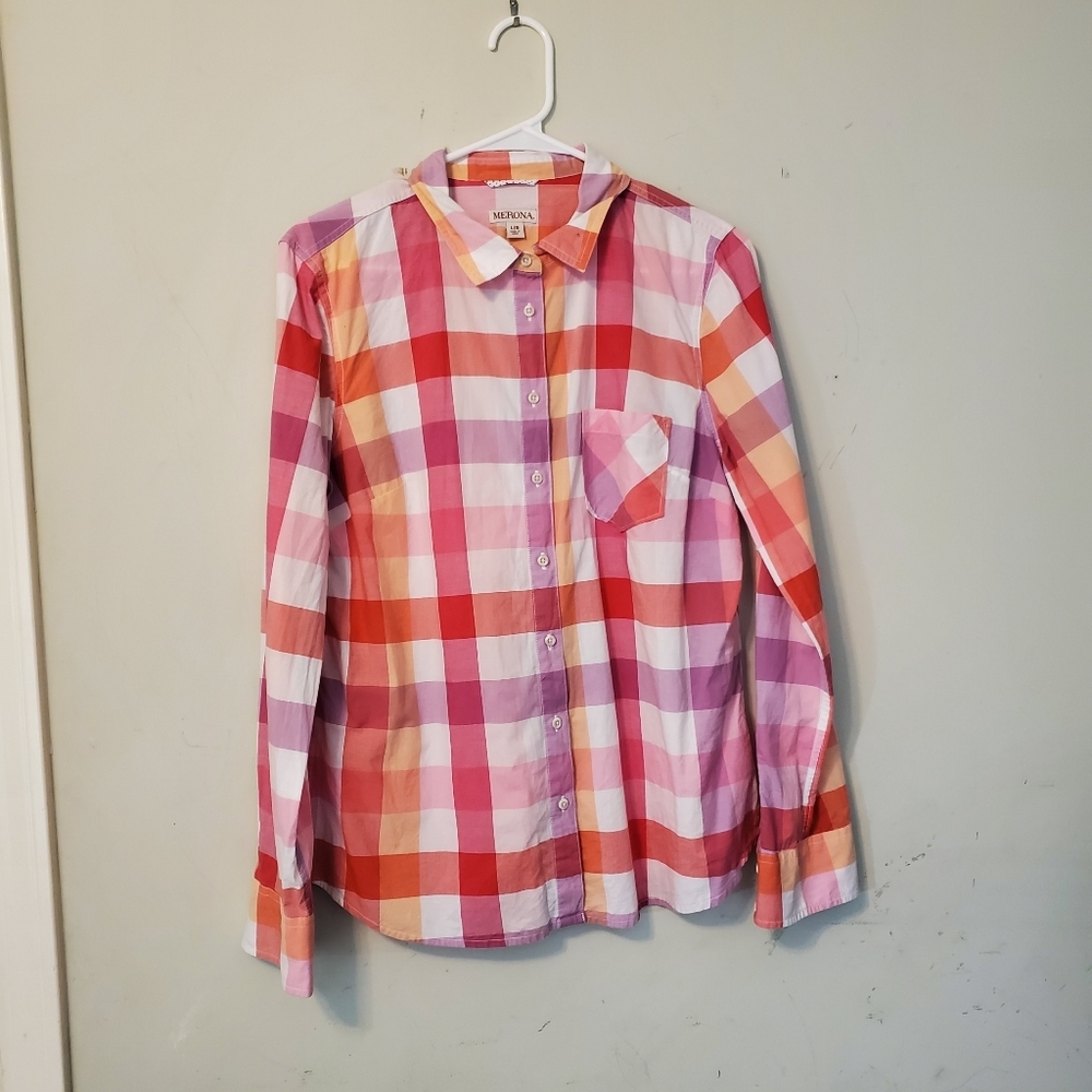 Merona Womens Button Down Shirt Sz Large